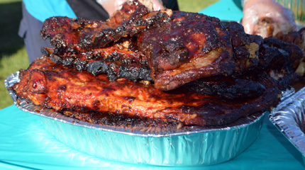 A very full pan of BBQ Brisket